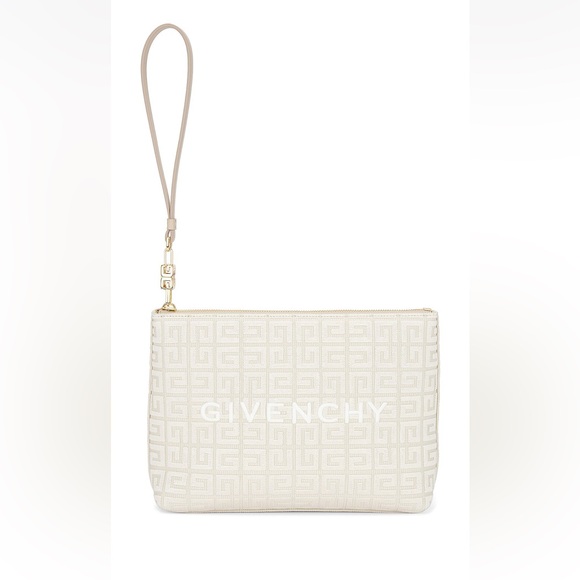 NWT GIVENCHY Travel Zip Top Pouch in Raffia with Wristlet - Picture 1 of 13